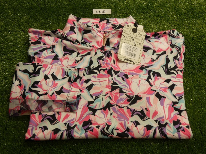 EPNY Golf Womens Floral Zip Mock Long Sleeve Golf Shirt Black/Multicolor Small
