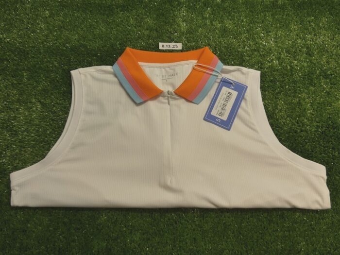 NEW Sport Haley Womens Monroe Sleeveless Polo Golf Shirt White Large
