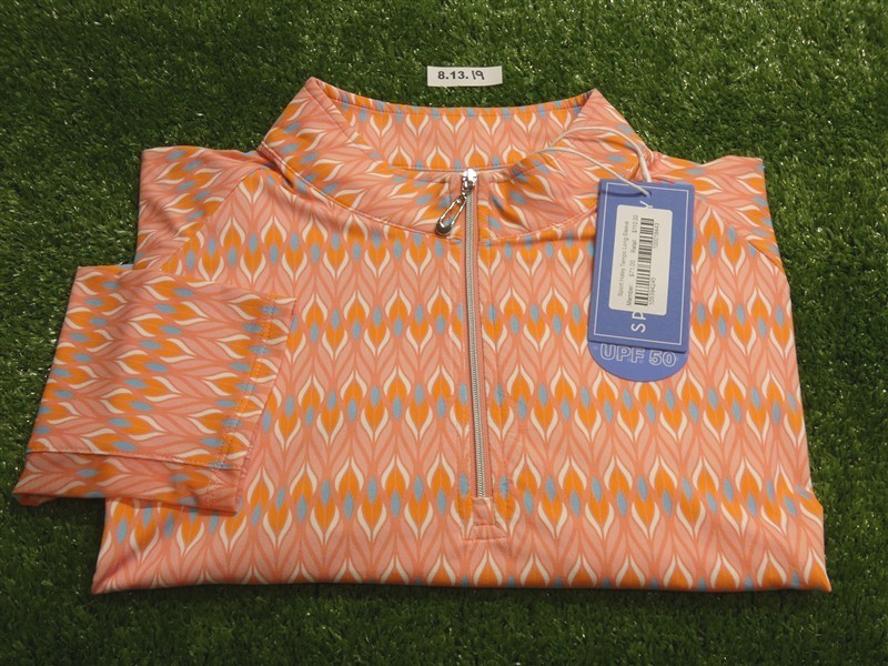 NEW Sport Haley Womens Tempo Long Sleeve Polo Golf Shirt Pink/Orange Extra Large