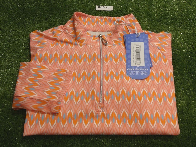 NEW Sport Haley Womens Tempo Long Sleeve Polo Golf Shirt Pink/Orange Small