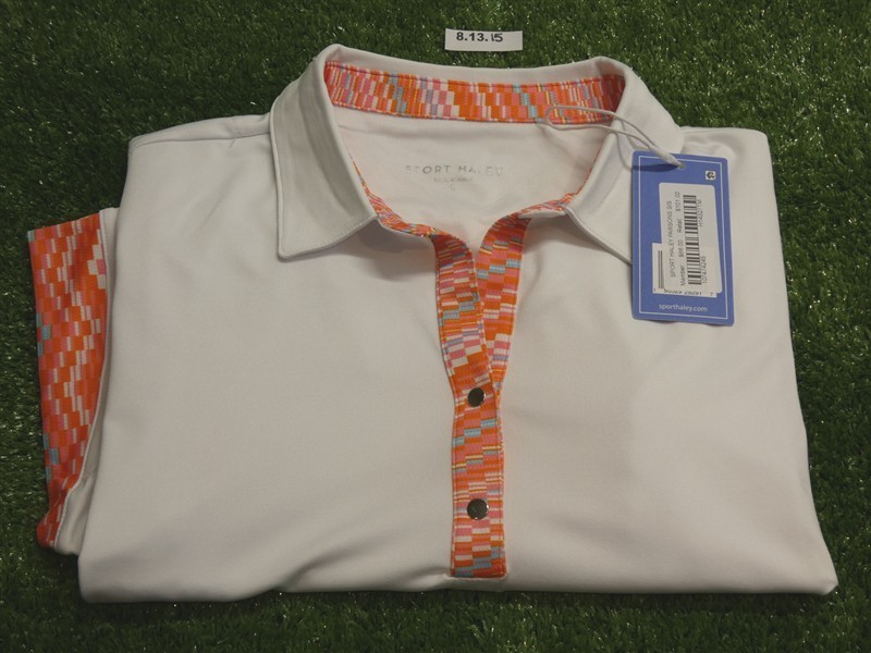 NEW Sport Haley Womens Parsons Short Sleeve Polo Golf Shirt White Large