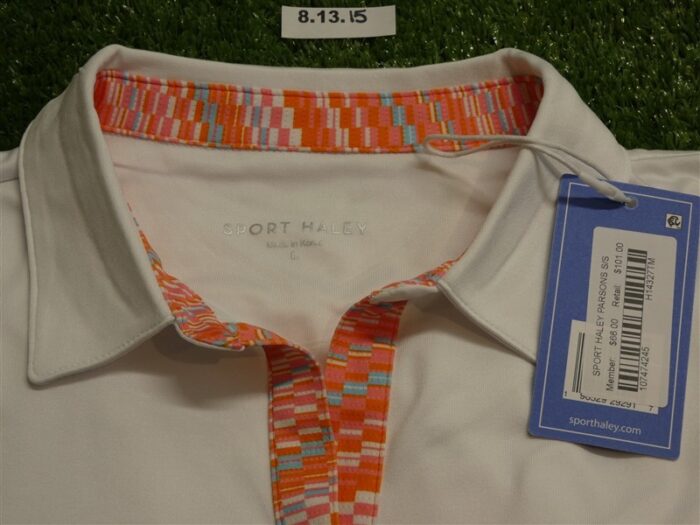 NEW Sport Haley Womens Parsons Short Sleeve Polo Golf Shirt White Large