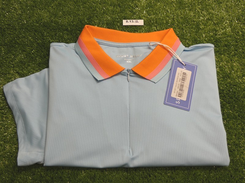 NEW Sport Haley Womens Monroe Short Sleeve Polo Golf Shirt Blue XXL 2XL