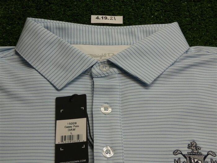 Straight Down Men’s Casey Golf Shirt C.C. Logo Blue Large