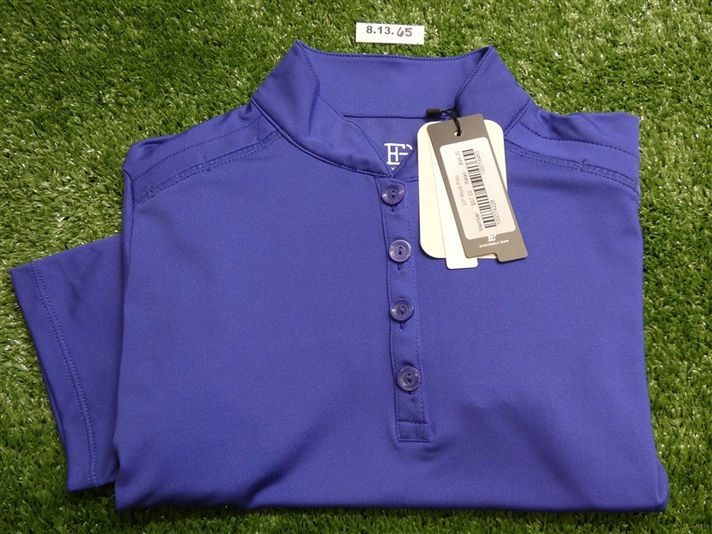 NEW EPNY Womens Mandarin Collar Polo Golf Shirt C.C Logo Steel Blue Extra Small