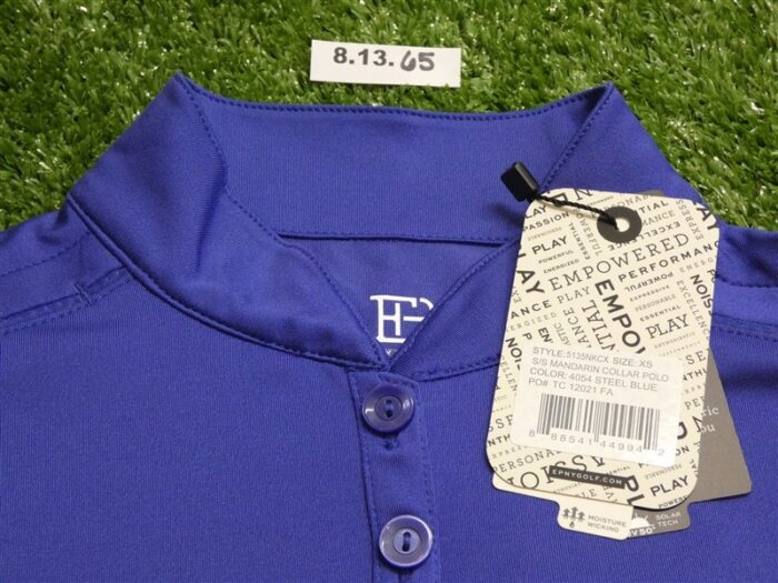 NEW EPNY Womens Mandarin Collar Polo Golf Shirt C.C Logo Steel Blue Extra Small