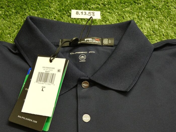 NEW Ralph Lauren RLX Womens Classic Fit Polo Golf Shirt C.C. Logo Navy Large