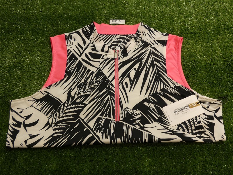 NEW TAIL Womens V-Mock Neck Sleeveless Golf Shirt Chalet Palms Large