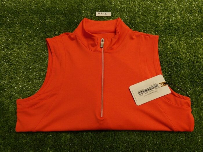NEW TAIL Womens Mock Neck Sleeveless Golf Shirt Paprika Red Extra Small