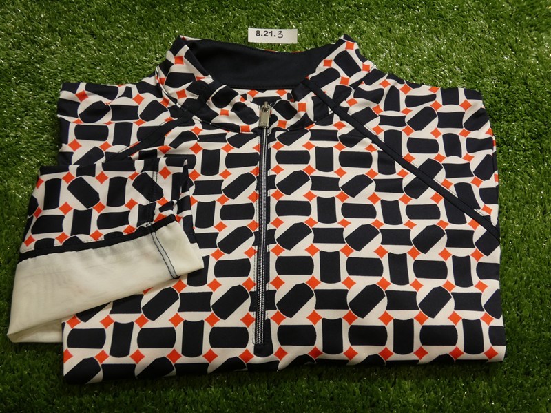 NEW TAIL Womens Zip Mock Long Sleeve Golf Pullover Geo Maze Large
