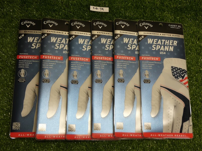 6 Callaway Weather Spann USA Cadet Medium Large Golf Gloves Worn on Left Hand