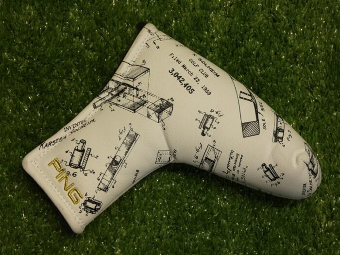 Ping Patent Drawing Blade Putter Headcover White/Black/Gold New