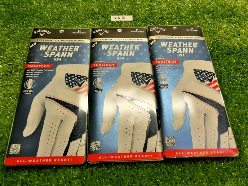 3 Callaway Weather Spann USA Mens Medium Golf Gloves Worn on RH New