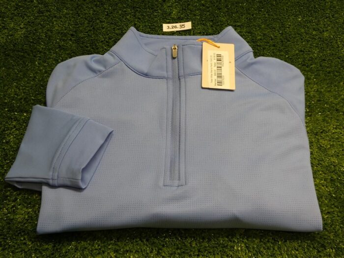 Peter Millar Men’s Perth Performance Golf Quarter-Zip C.C. Logo Blue Small