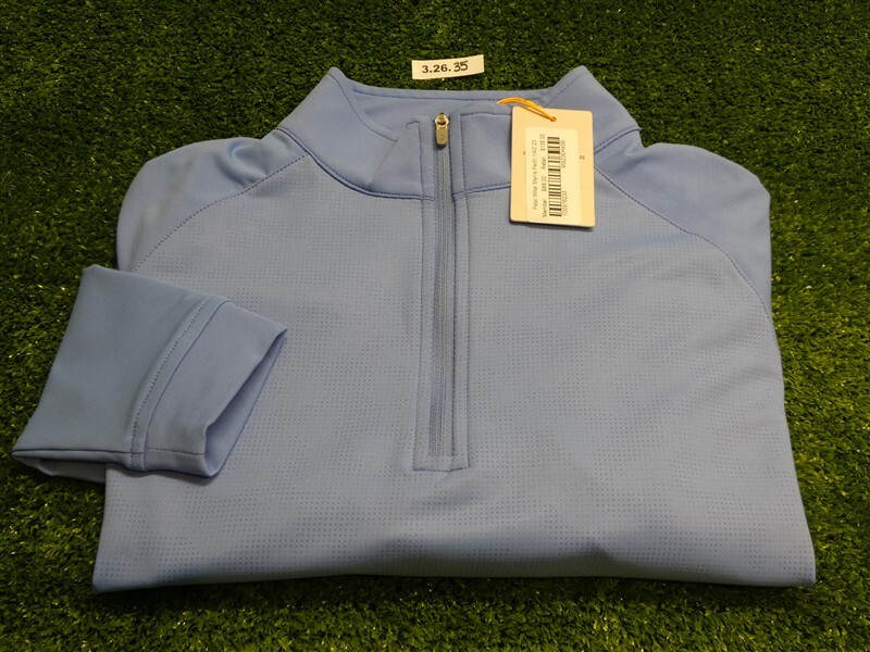 Peter Millar Men’s Perth Performance Golf Quarter-Zip C.C. Logo Blue Small