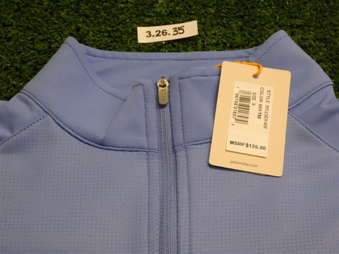 Peter Millar Men’s Perth Performance Golf Quarter-Zip C.C. Logo Blue Small
