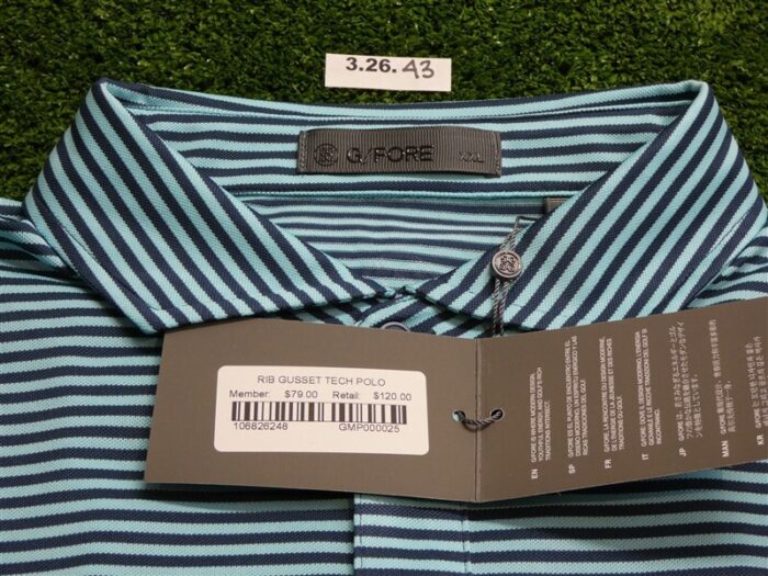G/Fore Men’s Rib Gusset Tech Golf Shirt C.C. Logo Teal/Navy Blue 2XL XXL