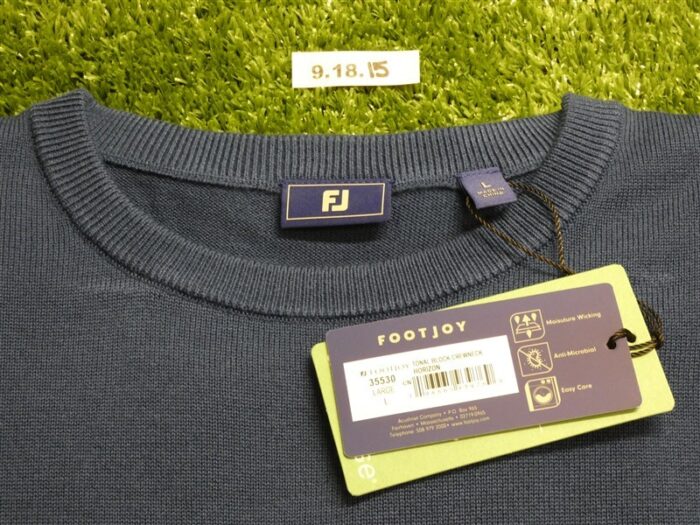FootJoy Mens Tonal Block Crewneck Golf Sweater Horizon Blue Large 35530