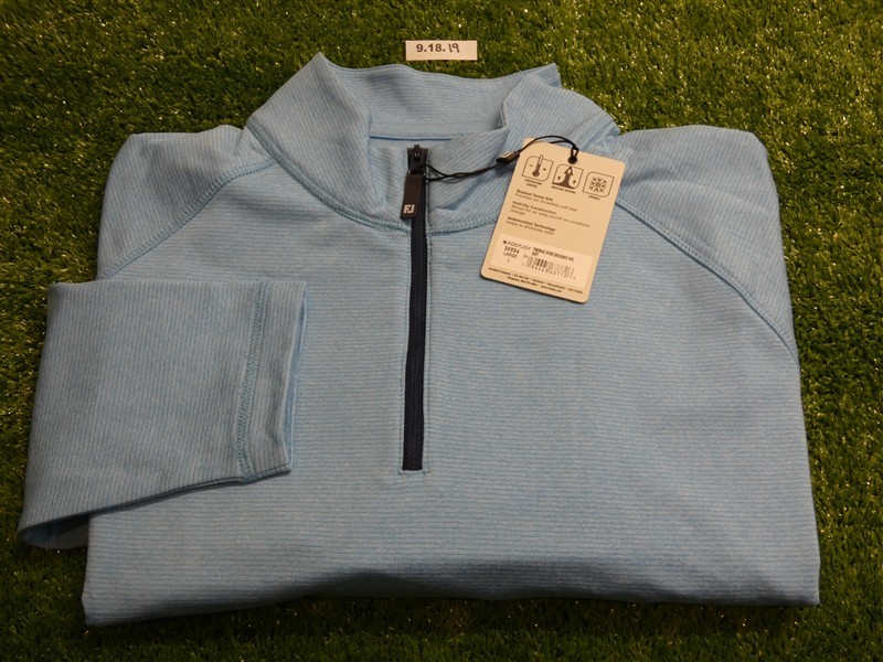 FootJoy Mens ThermoSeries Heather Brushed Golf Mid-Layer Sky Blue Large 30554
