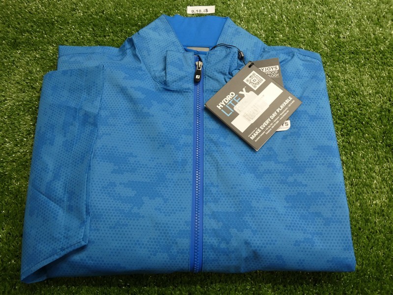FootJoy Mens HydroLite X Short Sleeve Golf Rain Shirt Blue Camo Large 37685