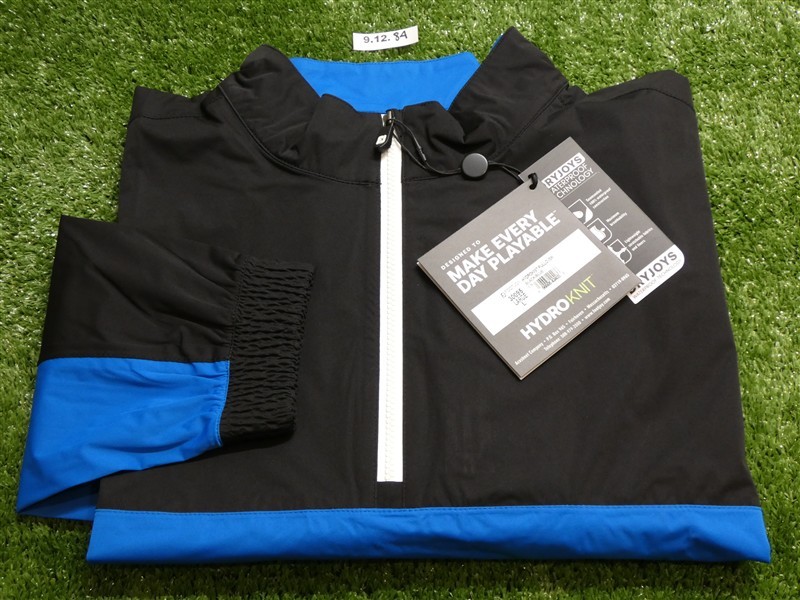 FootJoy Mens HydroKnit Golf Rain Pullover Black/Blue Large 30095