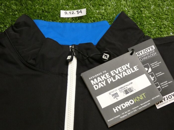 FootJoy Mens HydroKnit Golf Rain Pullover Black/Blue Large 30095