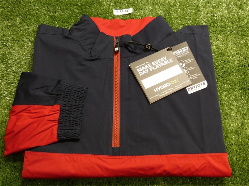 FootJoy Mens HydroKnit Golf Rain Pullover Navy/Red Large 29136