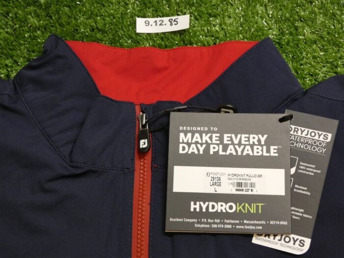 FootJoy Mens HydroKnit Golf Rain Pullover Navy/Red Large 29136