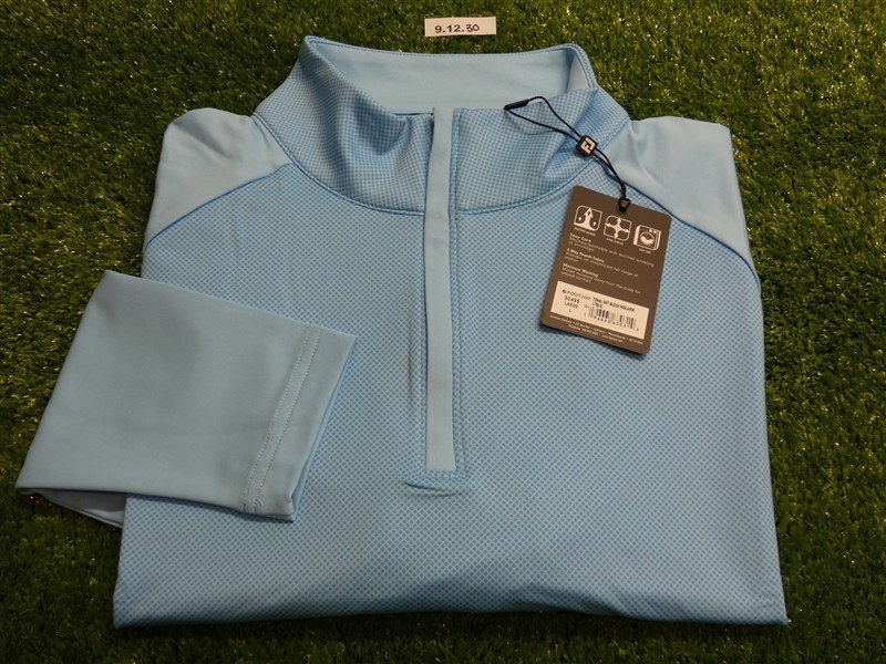 FootJoy Mens Tonal Dot Block Golf Mid-Layer Light Blue Large 30495