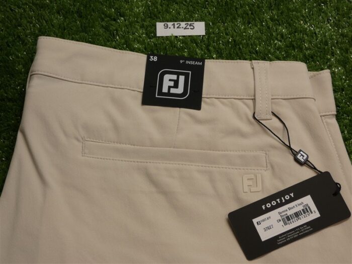 FootJoy Mens Dormie 9″ Golf Shorts w38 Stone 37627