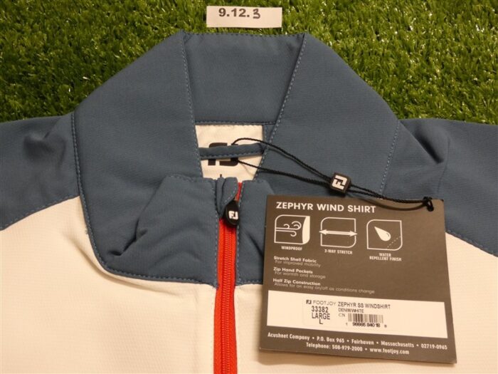 FootJoy Mens Zephyr Short Sleeve Golf Windshirt Denim/White Large 33382