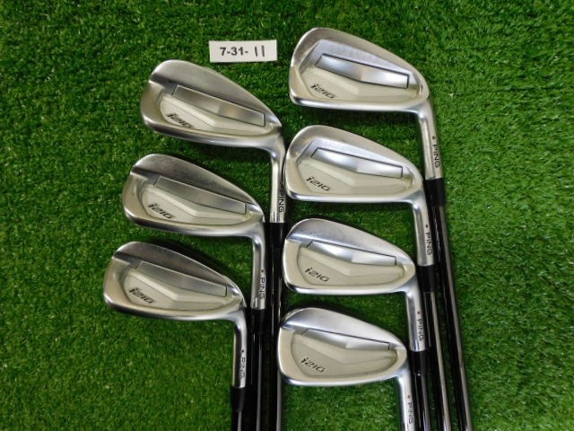 PING i210 Irons 5-W & U KBS $-Taper 130 X Extra Stiff Steel Orange Dot 2* Flat