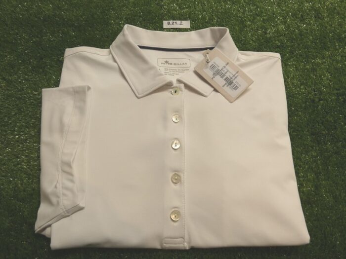 Peter Millar Womans Solid Short Sleeve Polo Golf Shirt C.C. Logo White Large