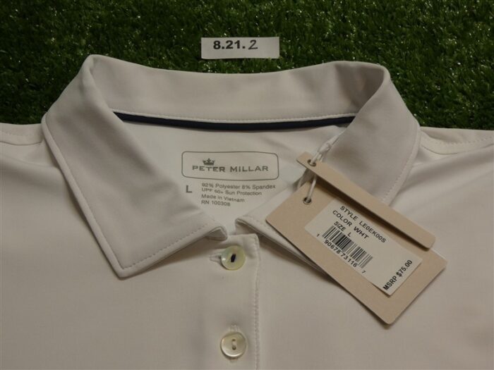 Peter Millar Womans Solid Short Sleeve Polo Golf Shirt C.C. Logo White Large