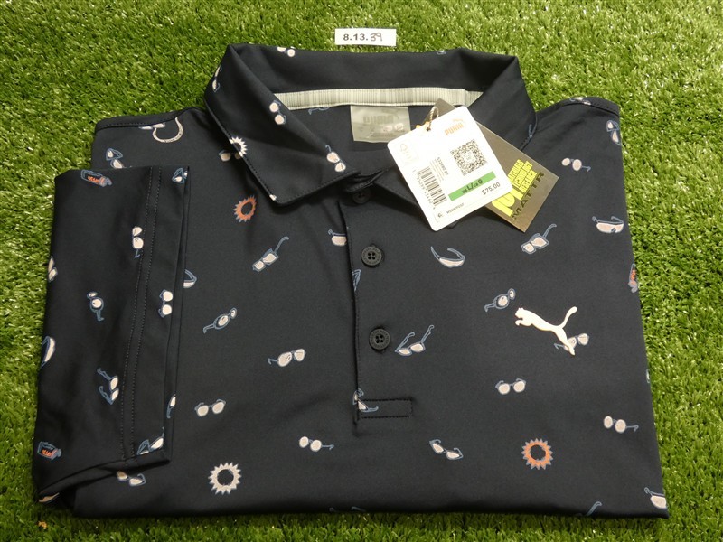 Puma Mens Mattr Sunnies Polo Golf Shirt C.C. Logo Navy Large