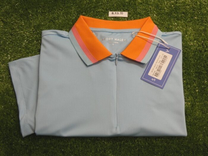 NEW Sport Haley Womens Monroe Short Sleeve Polo Golf Shirt Blue Large