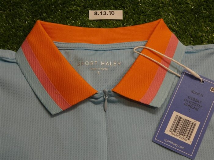 NEW Sport Haley Womens Monroe Short Sleeve Polo Golf Shirt Blue Large