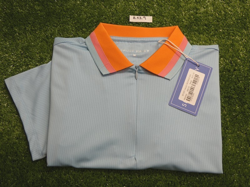 NEW Sport Haley Womens Monroe Short Sleeve Polo Golf Shirt Blue Medium