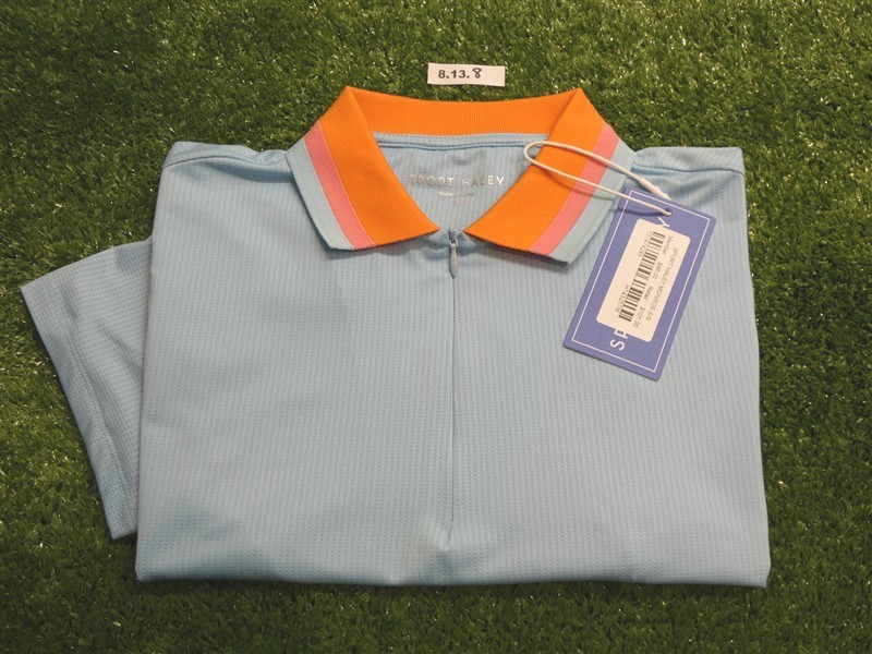 NEW Sport Haley Womens Monroe Short Sleeve Polo Golf Shirt Blue Small