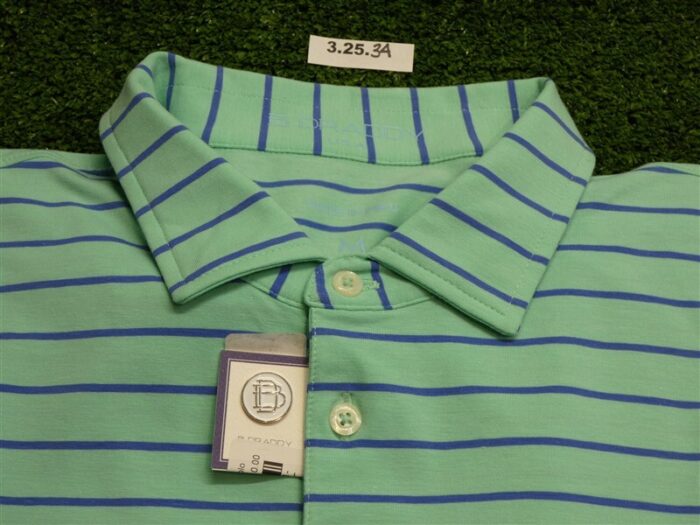 B Draddy Men’s Darrell Stripe Golf Shirt C.C. Logo Green/Blue Medium