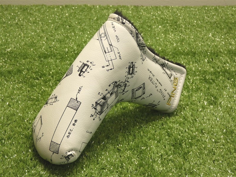 Ping Patent Drawing Blade Putter Headcover White/Black/Gold New
