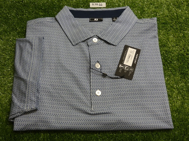 FootJoy Mens Tee Geo Polo Golf Shirt Navy/White Large 35168