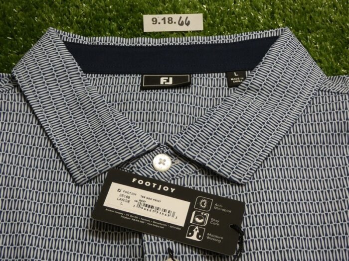 FootJoy Mens Tee Geo Polo Golf Shirt Navy/White Large 35168
