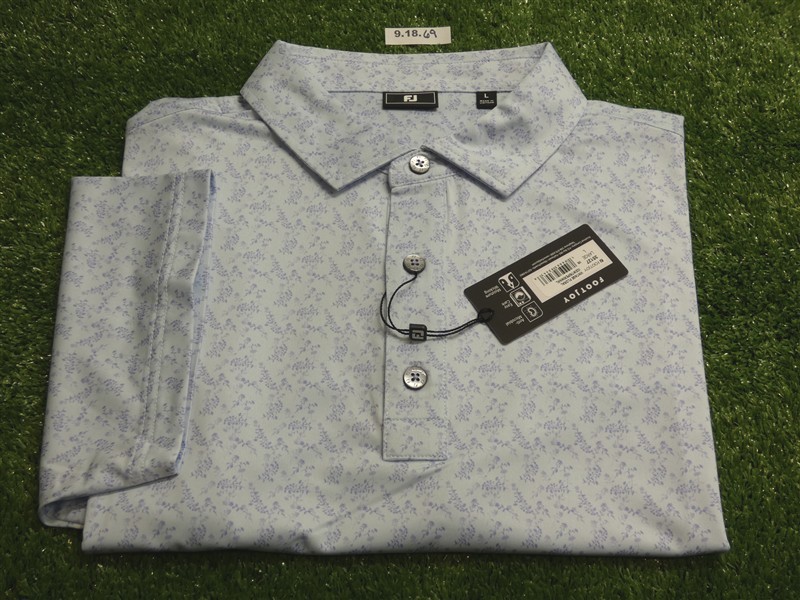 FootJoy Mens Circle Foulard Polo Golf Shirt Ice Water/Periwinkle Large 35127