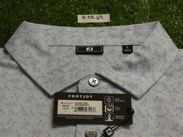 FootJoy Mens Circle Foulard Polo Golf Shirt Ice Water/Periwinkle Large 35127