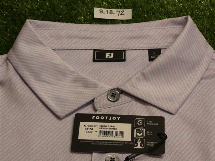 FootJoy Mens Squiggle Print Polo Golf Shirt Orchid/Ice Water Large 35158