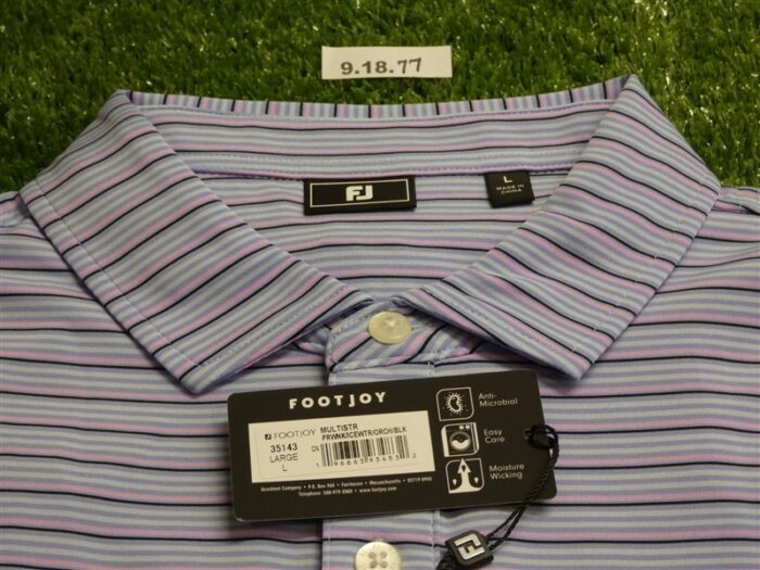 FootJoy Mens Multi-Stripe Lisle Polo Golf Shirt Perwinkle/Orchid/Ice Large 35143