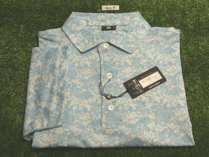 FootJoy Mens Garden Lisle Polo Golf Shirt Air Blue Large 35144