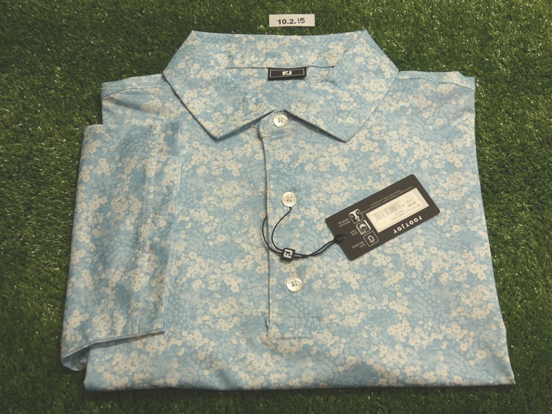FootJoy Mens Garden Lisle Polo Golf Shirt Air Blue Large 35144