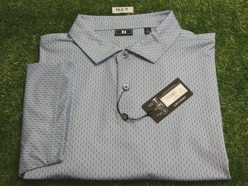 FootJoy Mens Bracket Lisle Polo Golf Shirt Air Blue/Magenta Large 35133